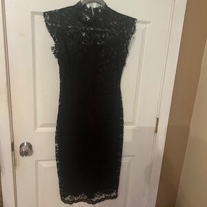 Black pencil lace dress